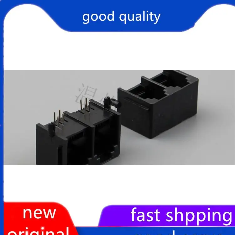 10pcs original new 5521-2 connected -6P2C - with edge -90 degrees - black - RJ11 network interface RJ45 socket horizontal