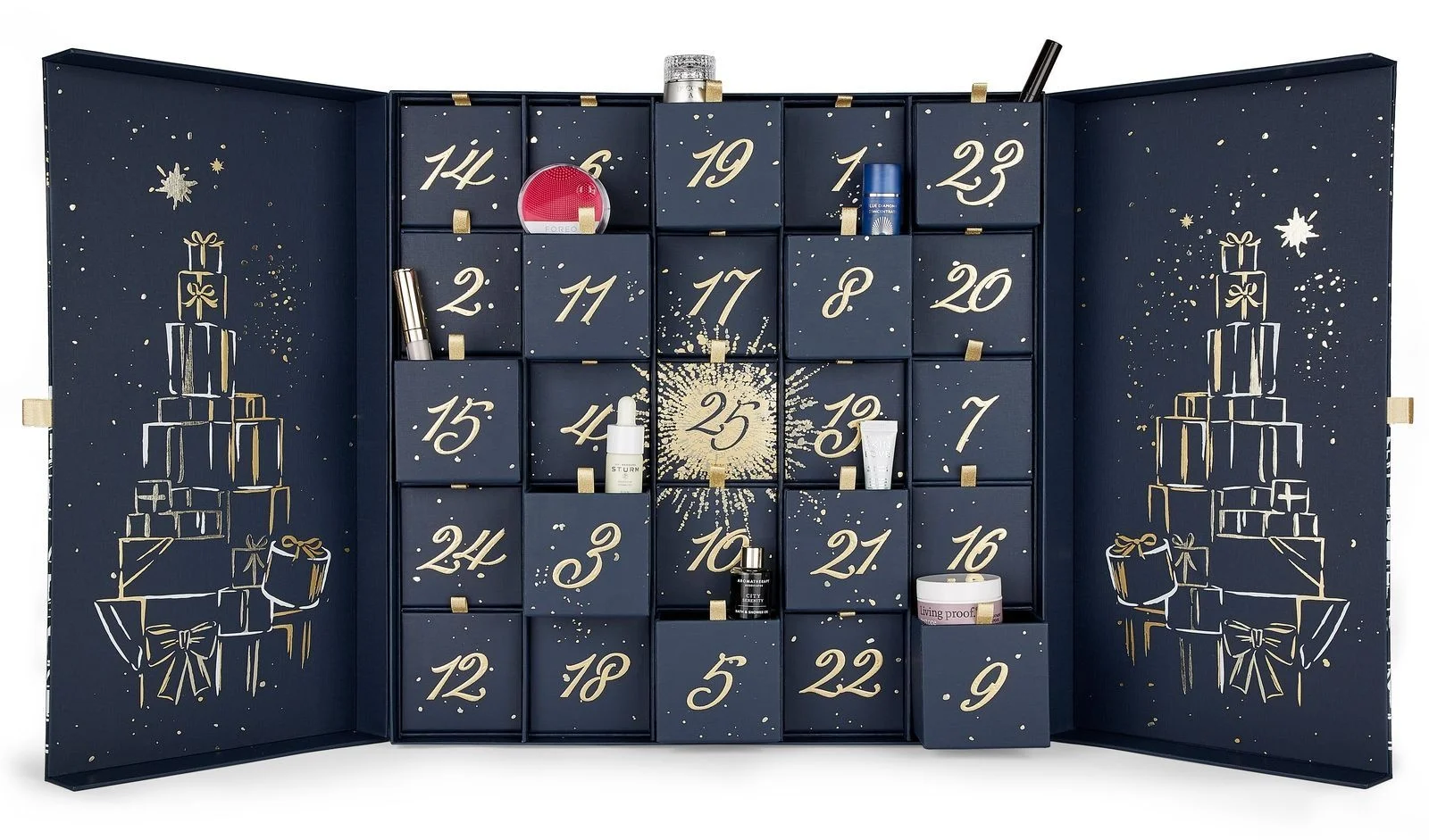 Customization.Custom Printed 24 Days Calendar Empty Cardboard Storage Ribbon Desgin Gift Box Door Advent Calendar Packaging Box