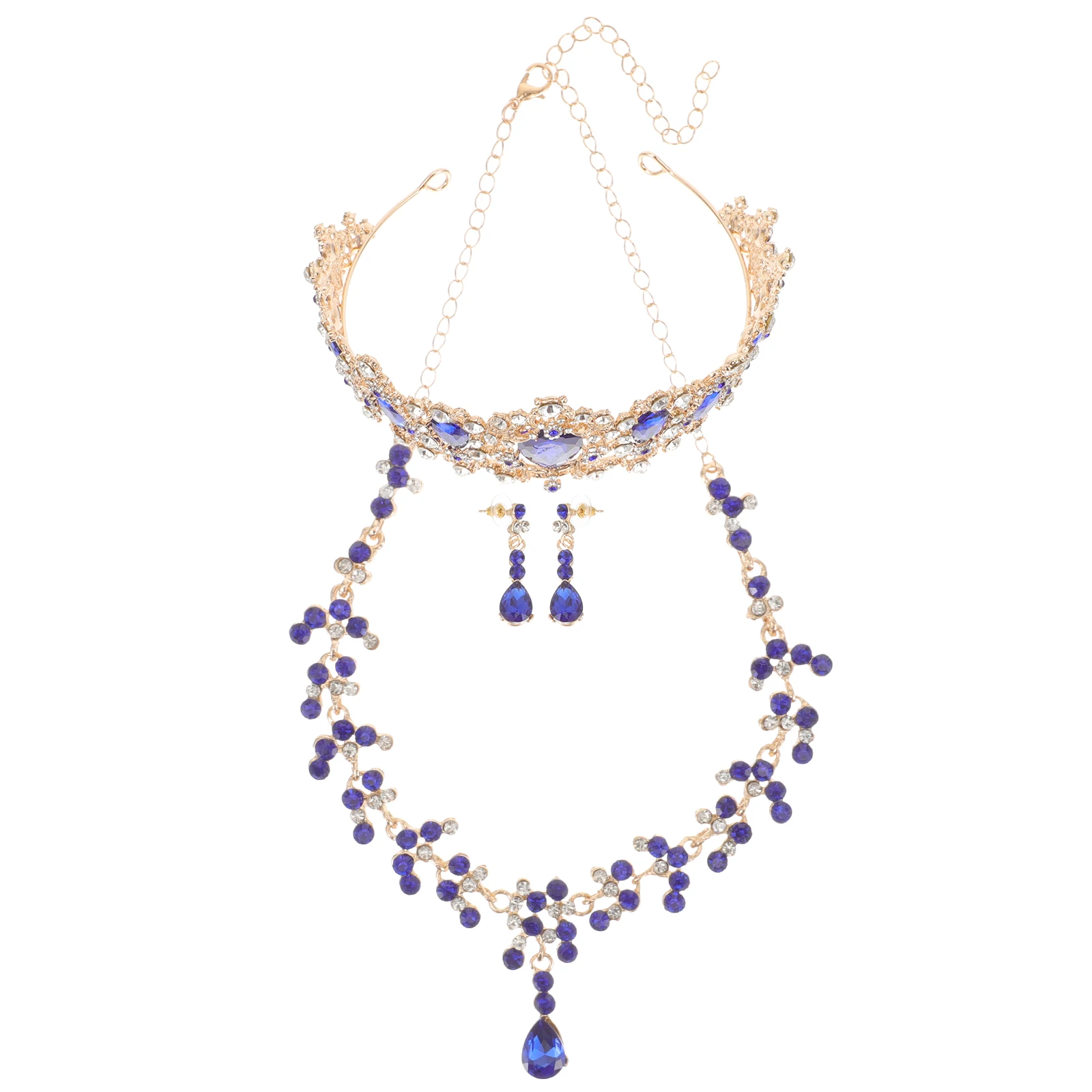 Костюм Корона Свадебное ожерелье Серьги для невесты Тиара Одежда Стильные свадебные украшения Синие женские аксессуары