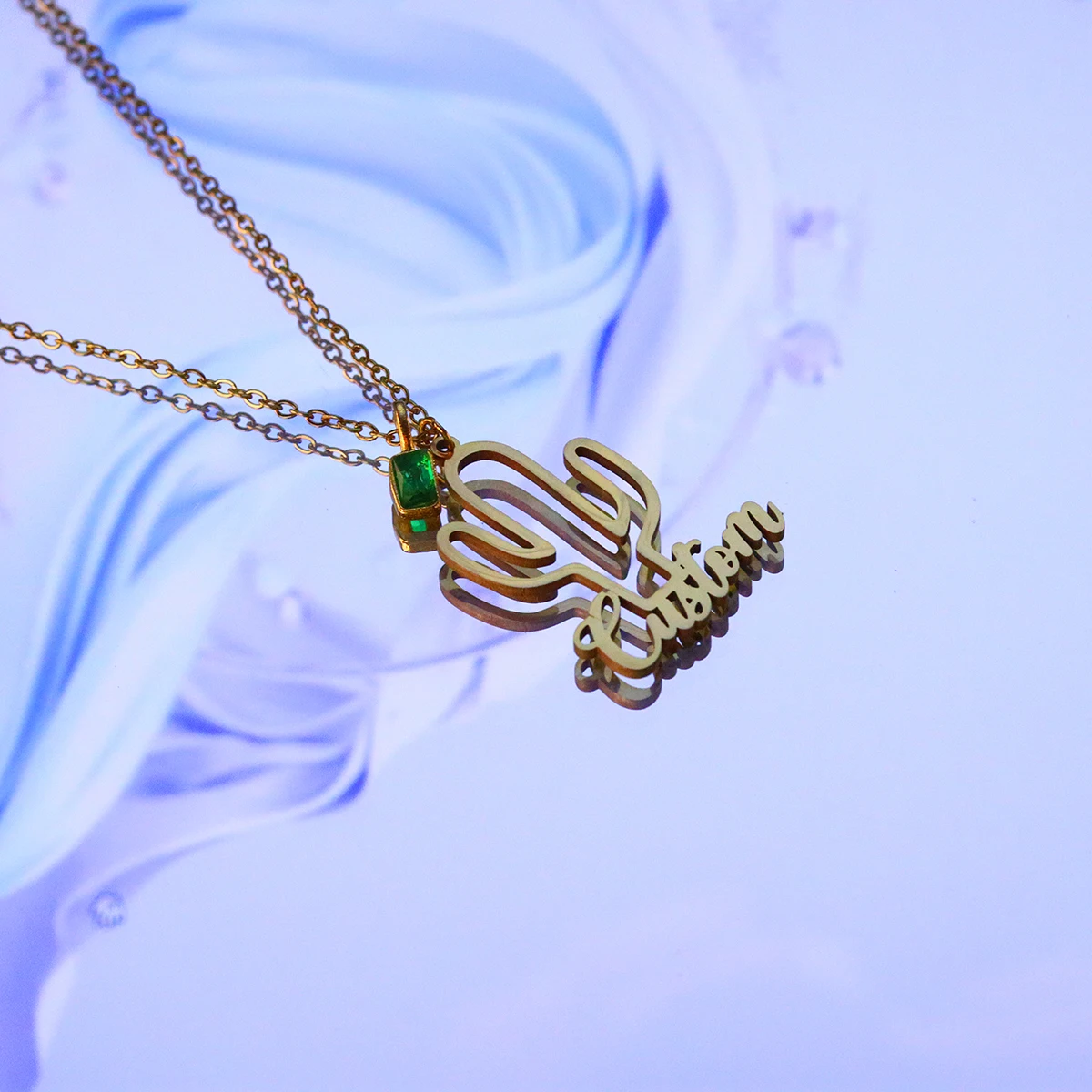 

Todorova Custom Name Cactus Pendant Necklace Stainless Steel Simple Chain For Friends Couple Jewelry Gifts