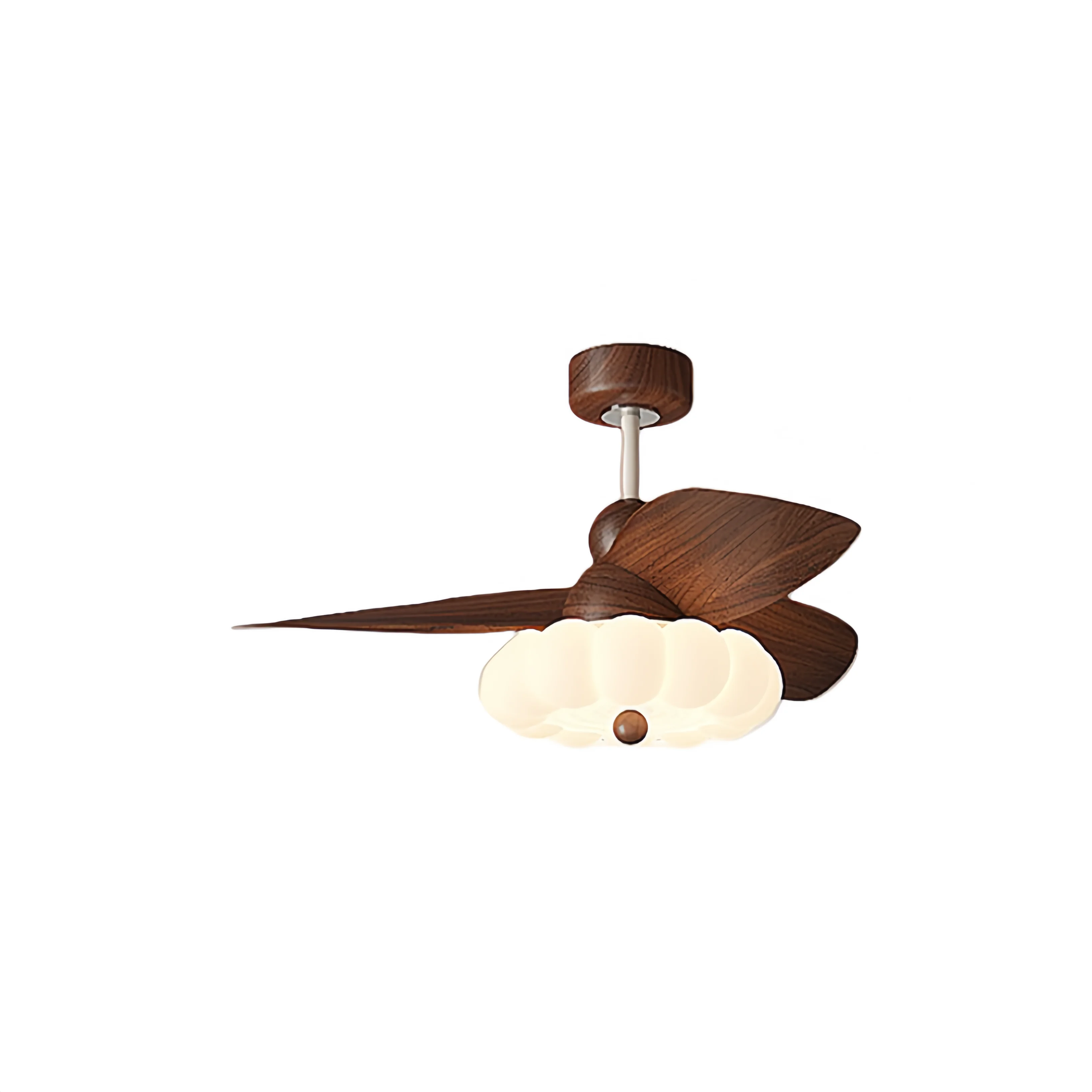 

Antique Chinese Cream Ceiling Fan Lamp Walnut Color Mute Frequency Conversion for Living Dining Bedroom Electric Fan Light