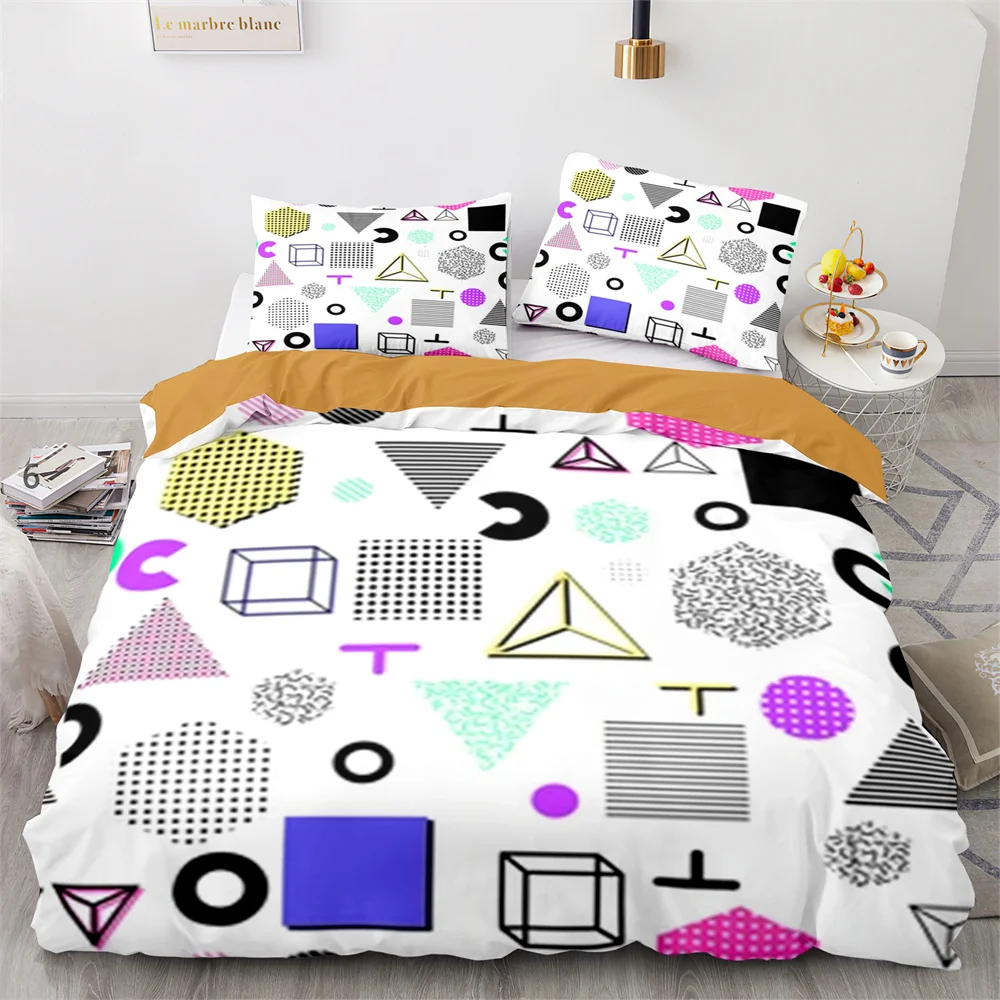 

Geometry Graphics Duvet Cover Set King Queen Twin Size for Teens Adults Bedding Set Polyester Comforter Cover with Pillowcase