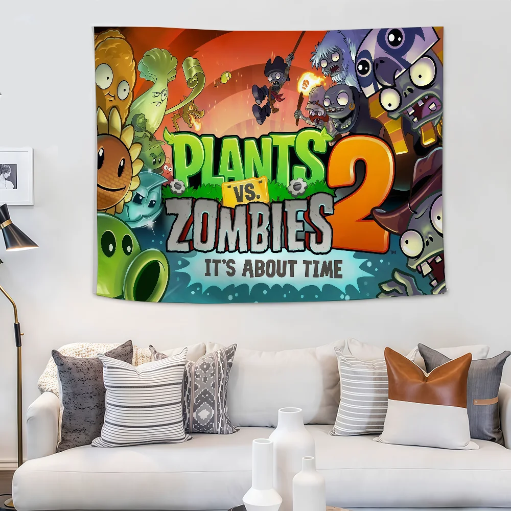 لعبة P-Plants مقابل Z-Zombies العلم مخصص التخييم حديقة ديكور خلفيات الحفلات جدار الفن هدايا الأسرة #4