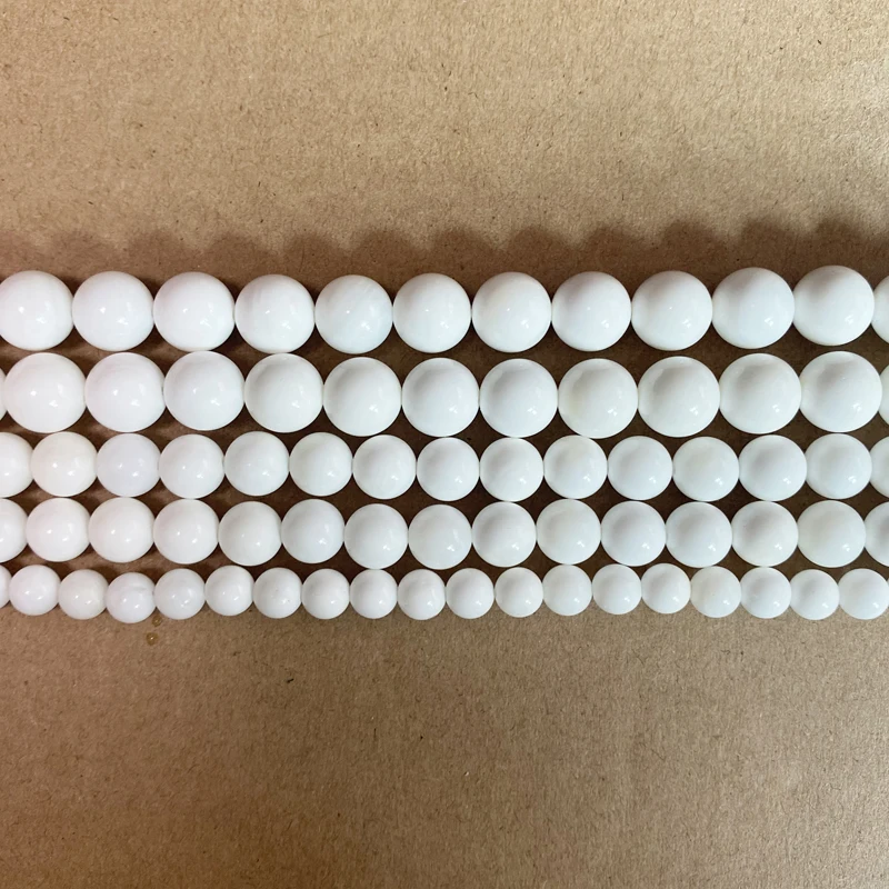 Natural Stone White Coral Round Beads 15\