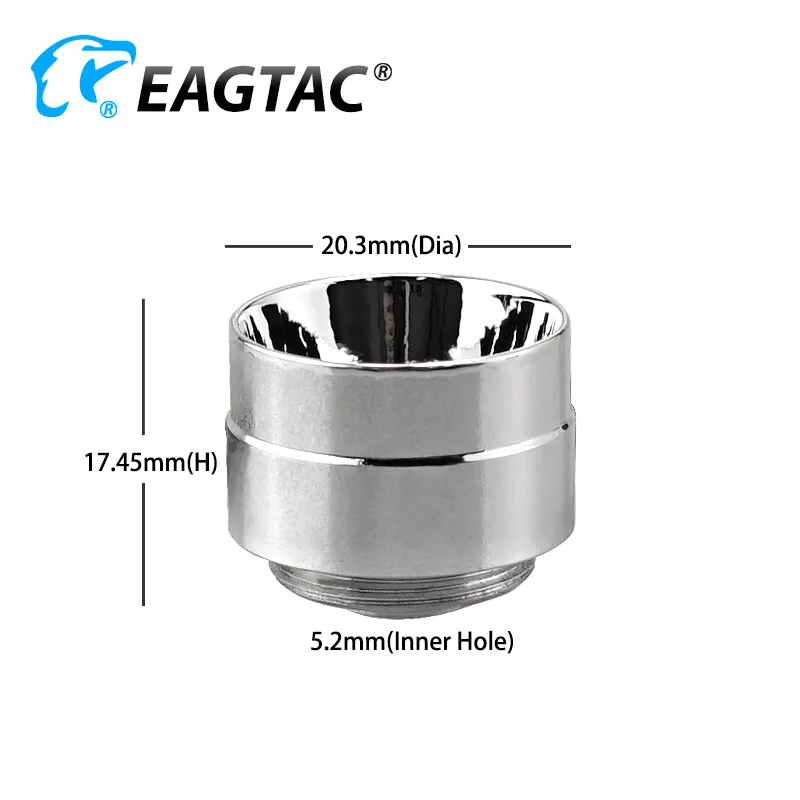 20.3mm(D) x 17.45mm(H) 5.2mm Emitter Hole Light Orange Peel Aluminum Reflector For EAGTAC P20A2 P20C2 XML2 XPG2 Nichia SST20 LED