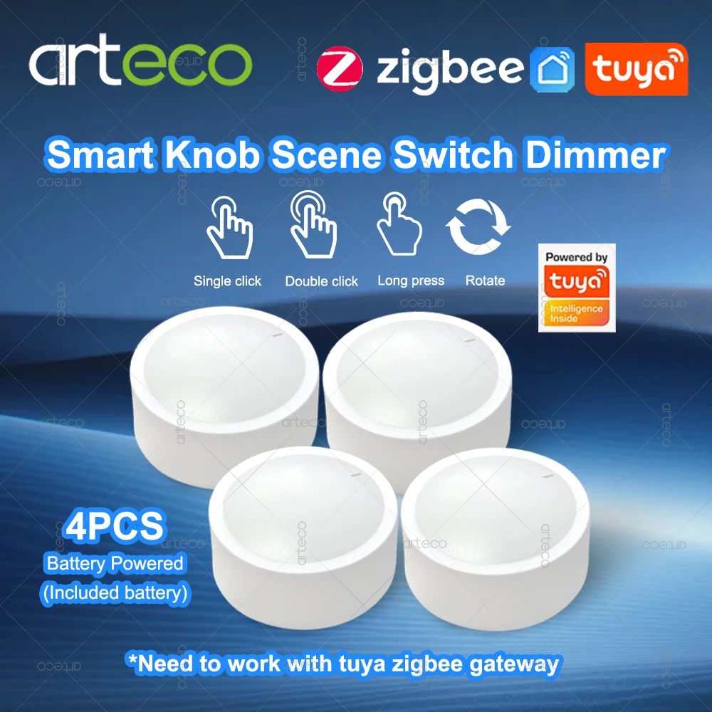

4 шт. Tuya ZigBee умная ручка переключатель беспроводной умный переключатель сцен ручка дистанционного управления диммер автоматизация сценарии связь