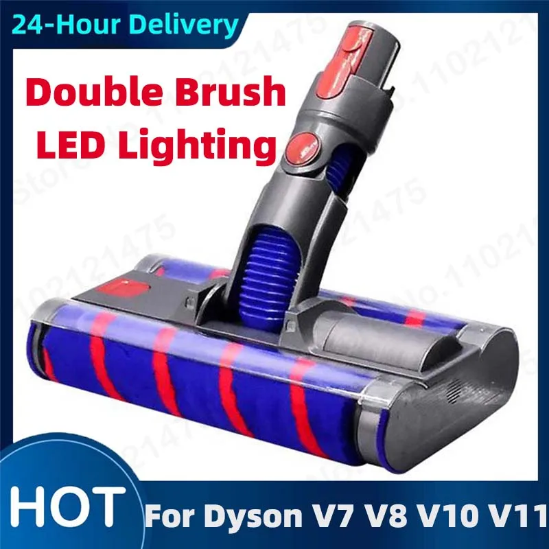 Electric Double Floor Brush Head Tool Parts For Dyson V7 V8 V10 V11 Vacuum Cleaner Sweeper Roller Head Floor Brush Accessories