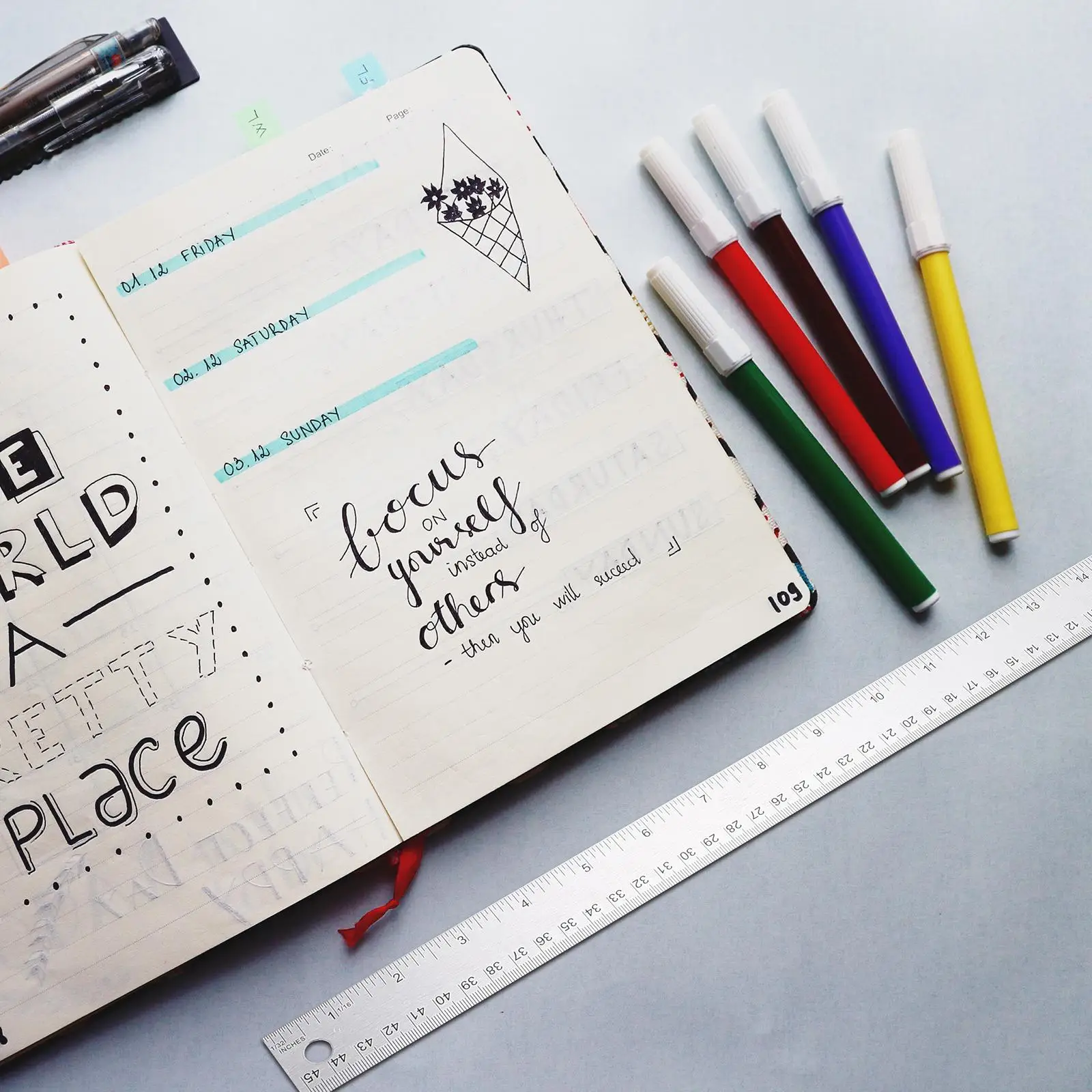 2 Pcs Precision Cork Stainless Steel Ruler Student Back Wooden Straight Edges Rulers