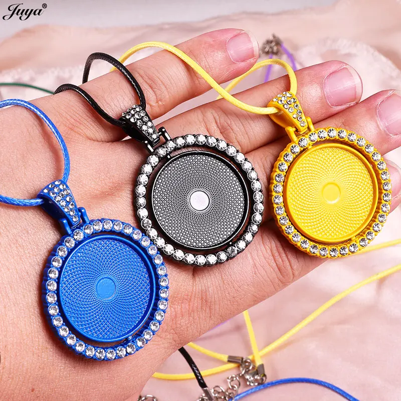 Leere Halskettenbasis 25mm Doppelseitige Cabochon-Anhängerbefestigungen mit 50cm Seilkette für DIY Pop-Schmuckzubehör – Detail 4