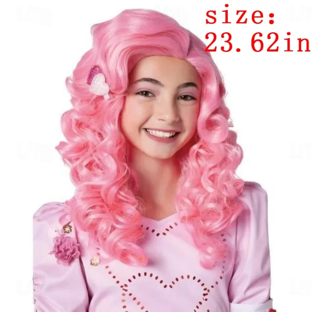 Halloween Headwear Long Hair Stage Dress Up Pink Small Curly Hair Film Descendants The Rise of Red Role Color No Bangs Wig Cover