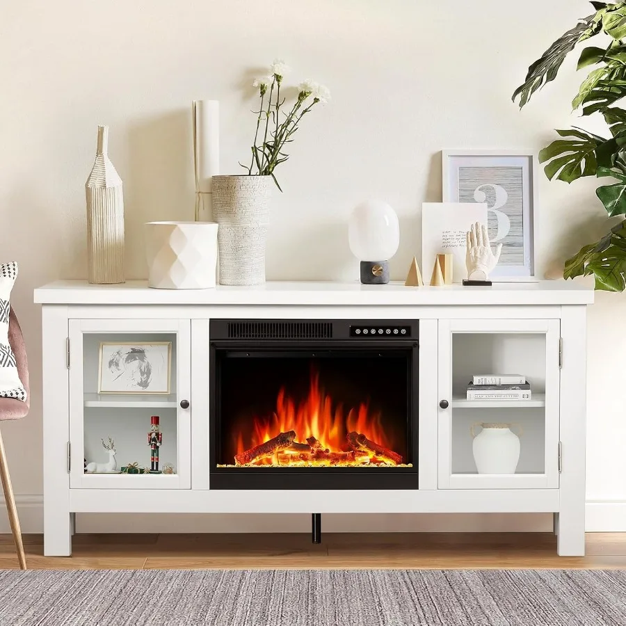 

58 Электрический камин с каминкой — реалистичный и регулируемый светодиодный пламя, защита от перегрева, функция безопасности, обогреватель для Livi