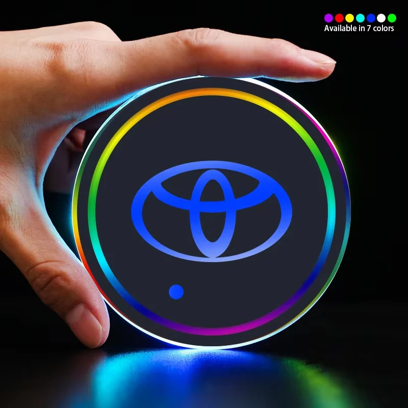 2 قطعة سيارة مضيئة قاعدة أكواب المياه الملونة تعديل مصباح لتهيئة الجو كأس حصيرة لتويوتا كورولا يارس هايلكس بريوس كامري Rav4 #2