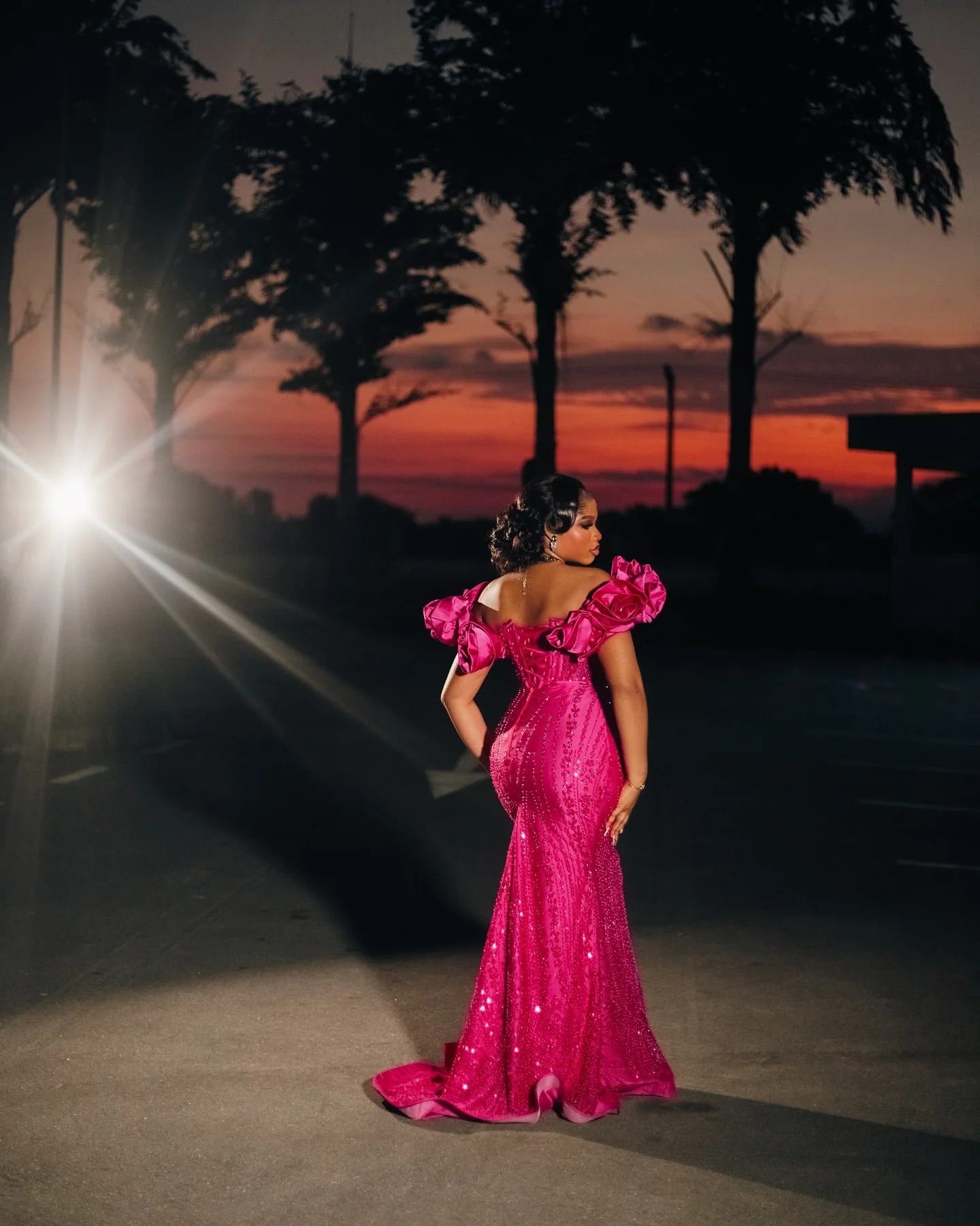 Fuchsia sirène 2026 robes de bal fleurs perles cristaux paillettes soirée formelle fête d'anniversaire robes robes ZJ2606