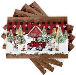 Christmas Placemats Truck Placemats Placemats for Dining Table Placemats Set of 4 Heat-Resistant Washable Place Mats Kitchen