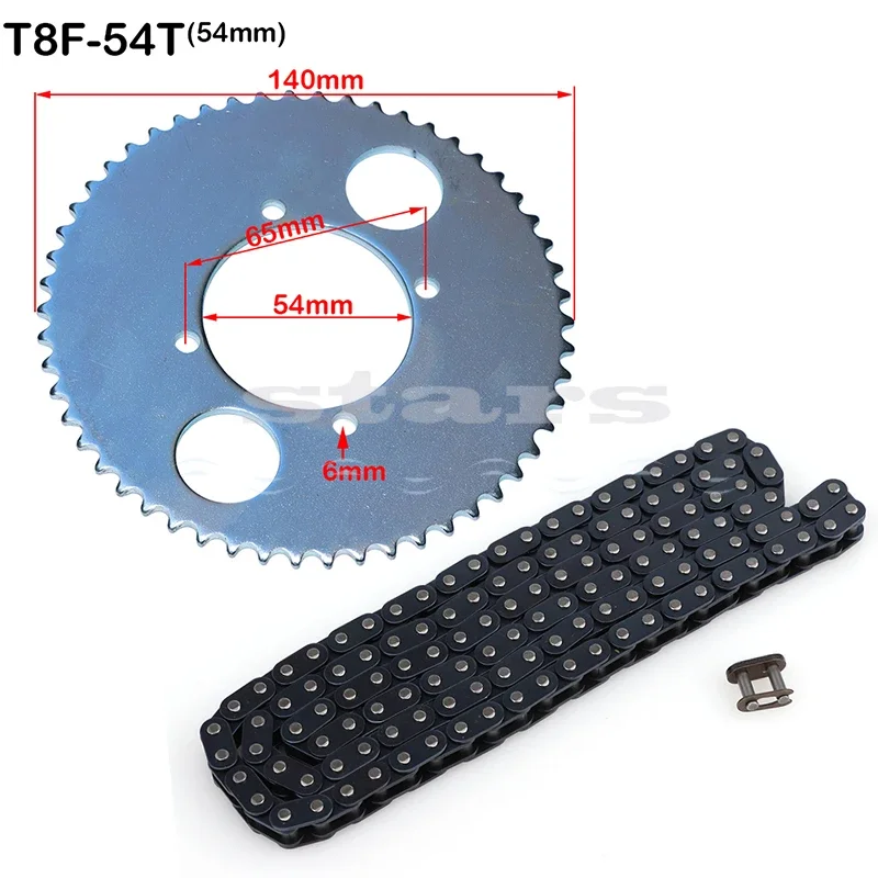 Łańcuch T8F 84 ogniw i 54 zęby 54mm Koło łańcuchowe do 47cc 49cc mini moto atv quad 2-suwowy układ napędowy części silnika