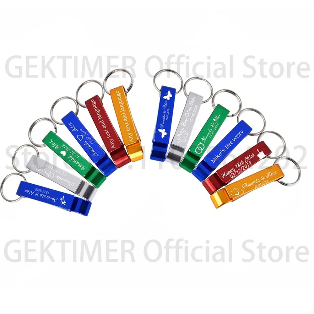 

100* Personalized Engraved Bottle Openers Key Chain Wedding Favors Brewery, Hotel, Restaurant Logo Christmas Private Customized