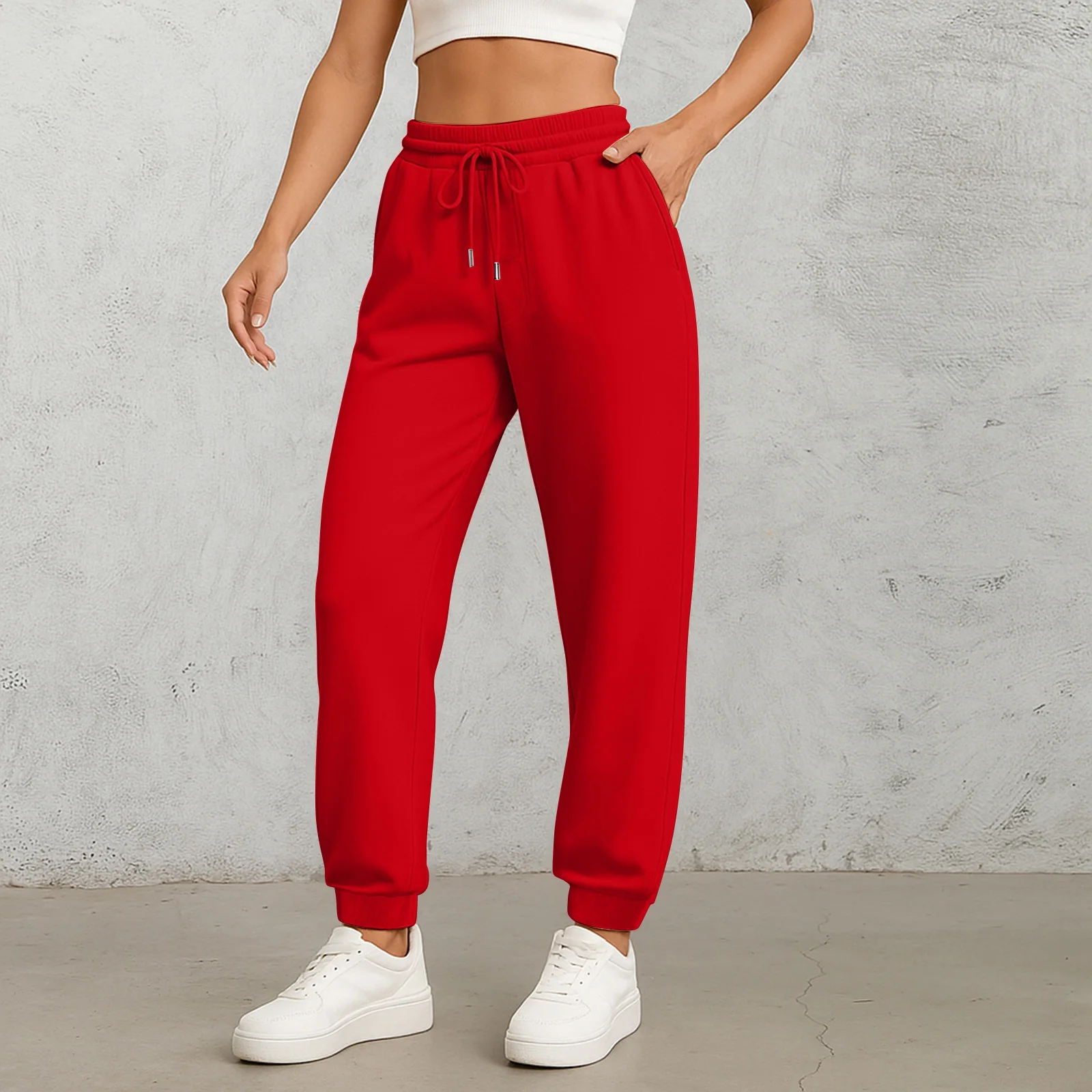 Damen-Sport-Fleece-Jogginghose mit „California Rising Star“-Aufdruck, warme, gebürstete, lange Hose im Hip-Hop-Stil, Streetwear für Damen – Detail 3