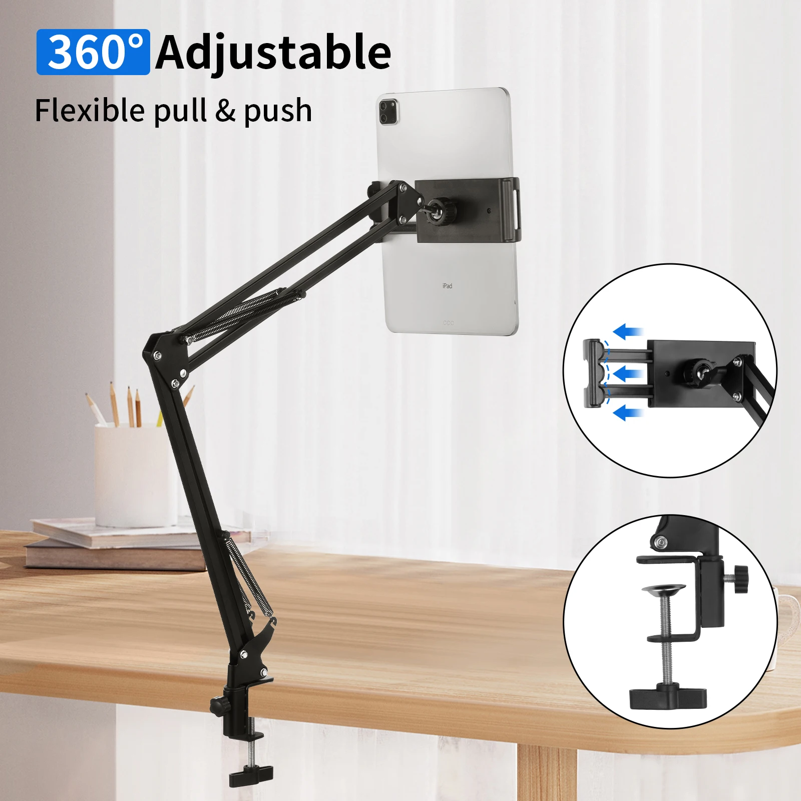 Selens 360° Rotate Universal Lazy Long Arm Tablet Phone Stand Adjustable Mount Bed Desk Flat Holder Photography Accessories