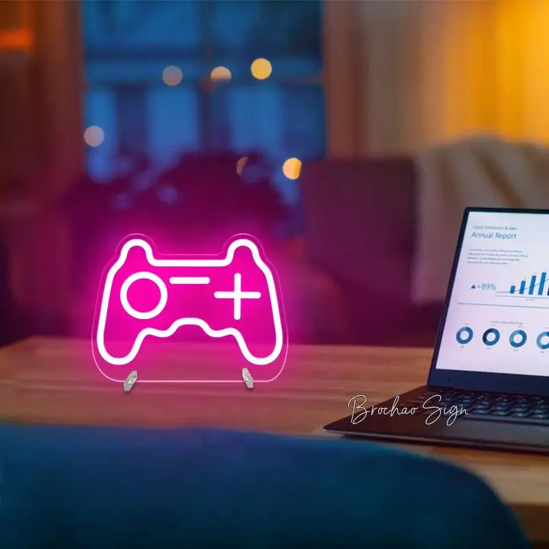 Neon Sign Light Gamepad Nightlights Neon Lights LED for Gaming Game Room Decor Table lamp Party Home bedroom Decoration Gift