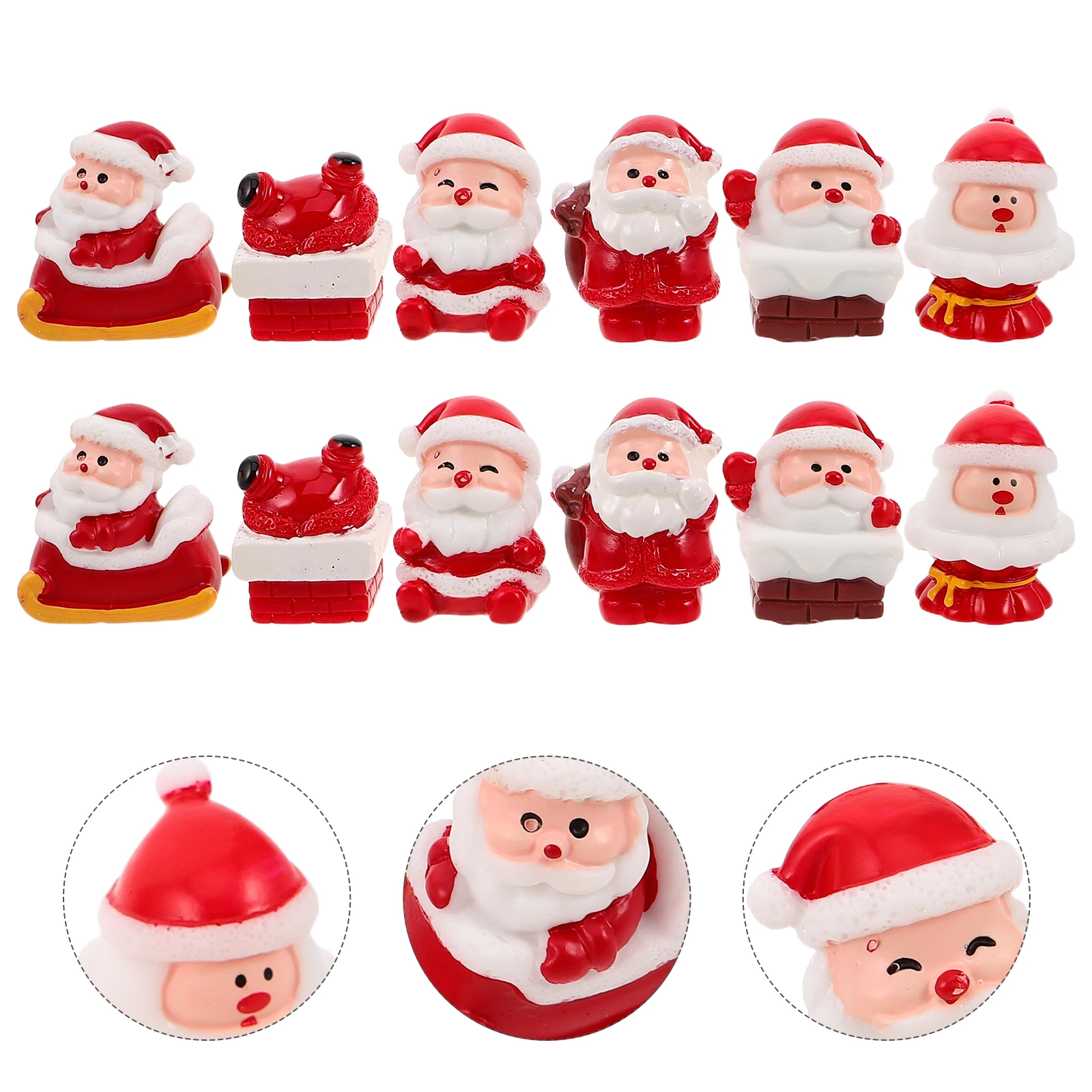 

12pcs Mini Resin Santa Claus Ornaments Miniature Figurines Christmas Decoration For DIY Fairy Garden Micro Landscape Xmas Decor