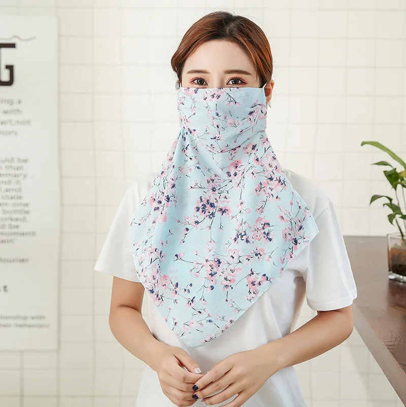 Spring Summer Mask Sunscreen Plus Floral Masks Outdoor Women\'s Dustproof Neck Protection Riding Silk Scarf Masks Wholesale