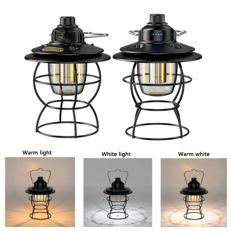 Vintage Camping Portable Retro Lantern Vintage Tent Lighting Lantern Decoration Waterproof Outdoor Garden Street Path Lawn Lamp