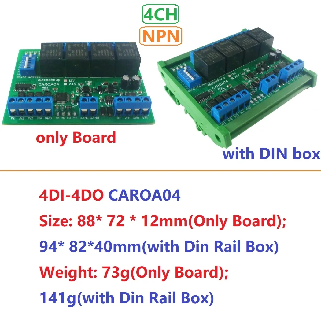 

Модуль контроллера реле 4/8/16 DI-DO CAN RS485, цифровая плата расширения ввода-вывода NPN/PNP для автоматизированной промышленности автомобиля с ЧПУ
