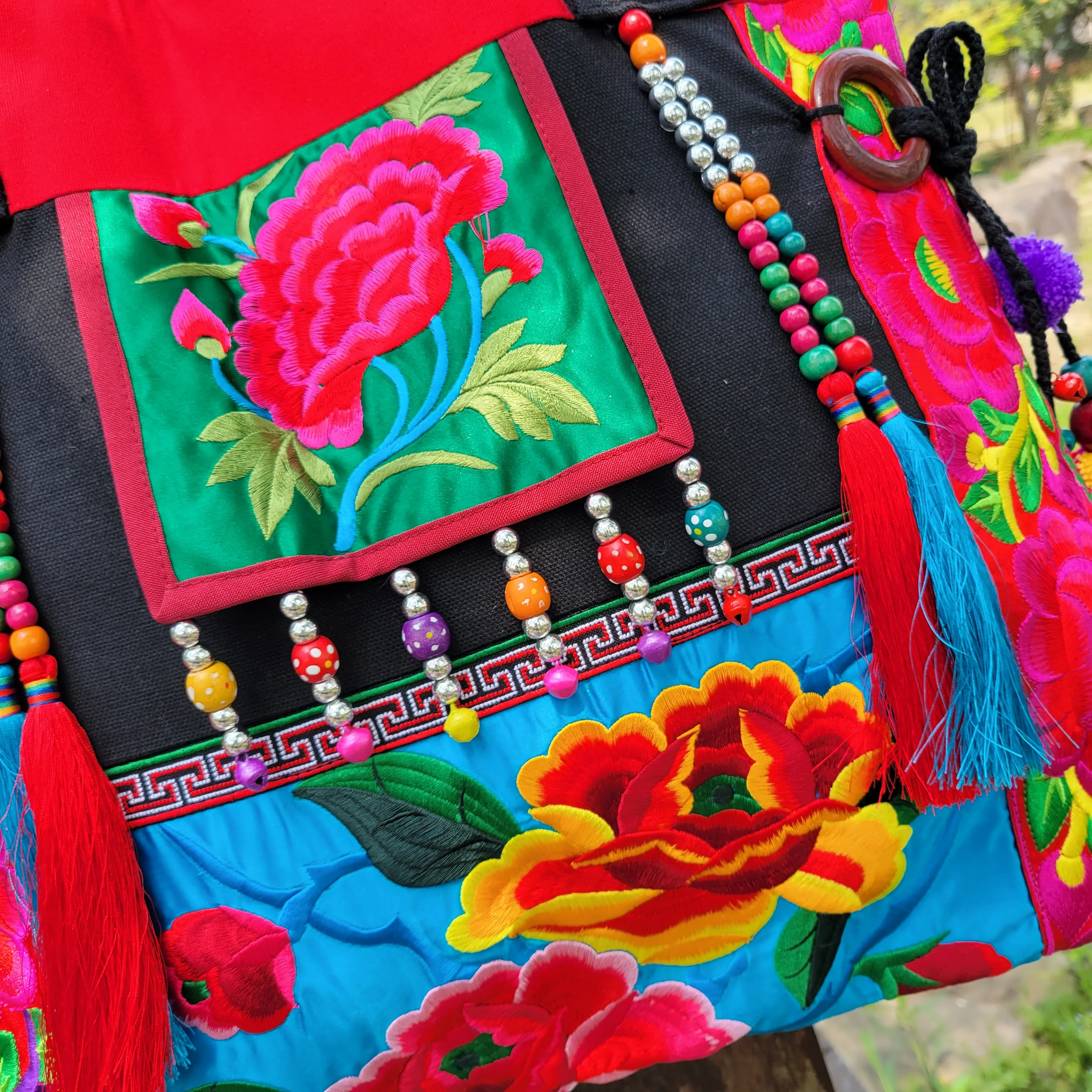 Hmong embroidery bags for women Bohemia canvas bag handmade accessories ethnic bag women shoulder Bags Vintage women bag