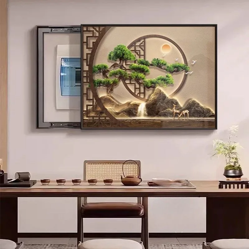 New Chinese-style Decorative Painting for Electric Meter Boxes Modern Minimalist Luxury Landscape Art Conceal Electrical Panels