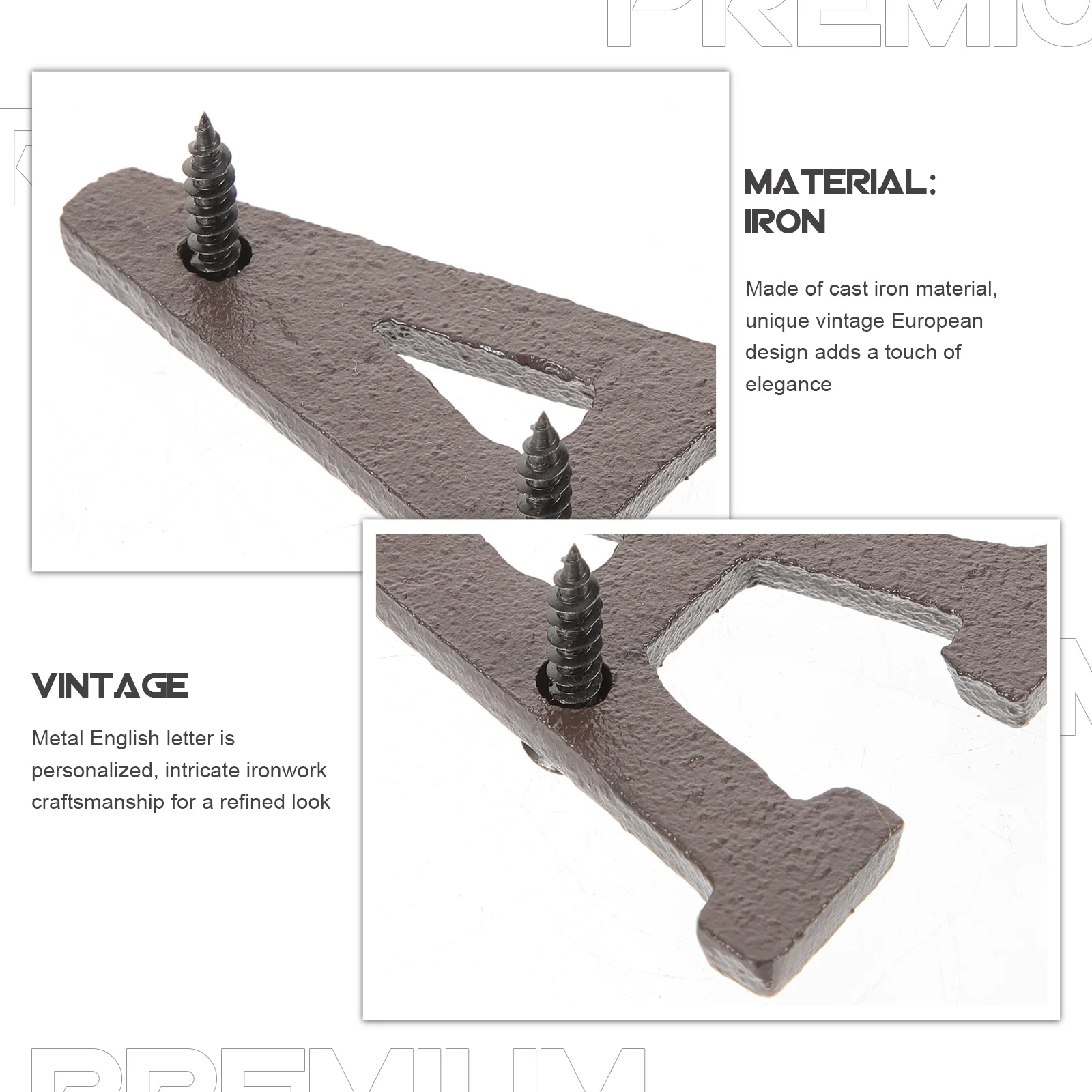 

26pcs Cast Iron Letter A Vintage Metal Address Identifier Large House Number Decor For Farmhouse Mailbox Wall Sign Door Numbers