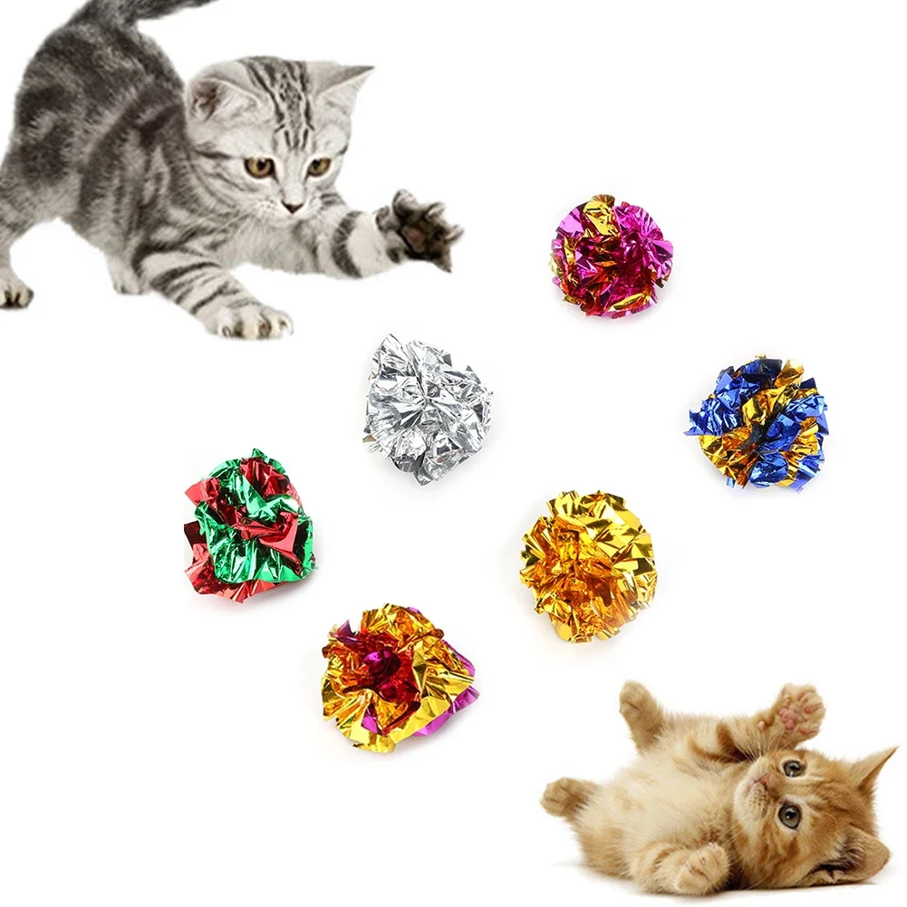 24/12Pack Bunte Crinkle Bälle Sound Zinn Papier Spielzeug für Katze Haltbarkeit Lautalisierung Puppen Spielen Interaktive Biss Quietschen spielzeug – Detail 3