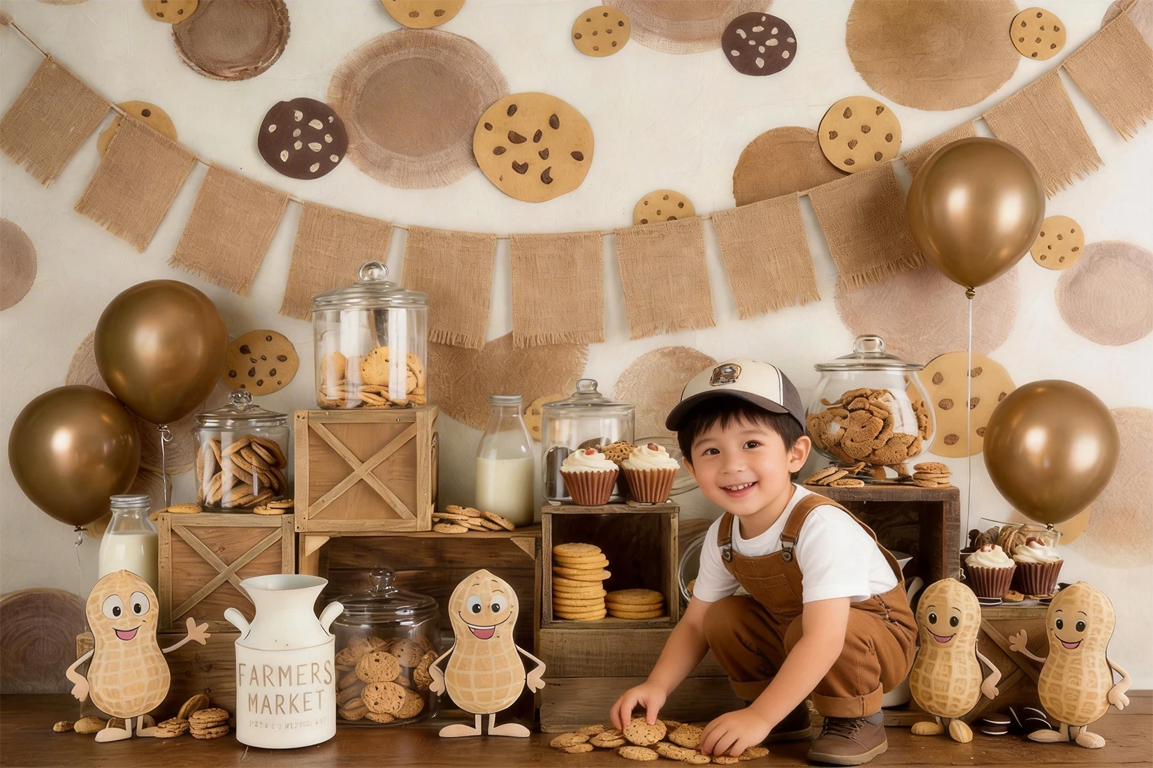 Peanut Cookies Backdrops Cake Smash Child Baby Photo Props Adult Kids Decors Afternoon Tea Photography Studio Backgrounds