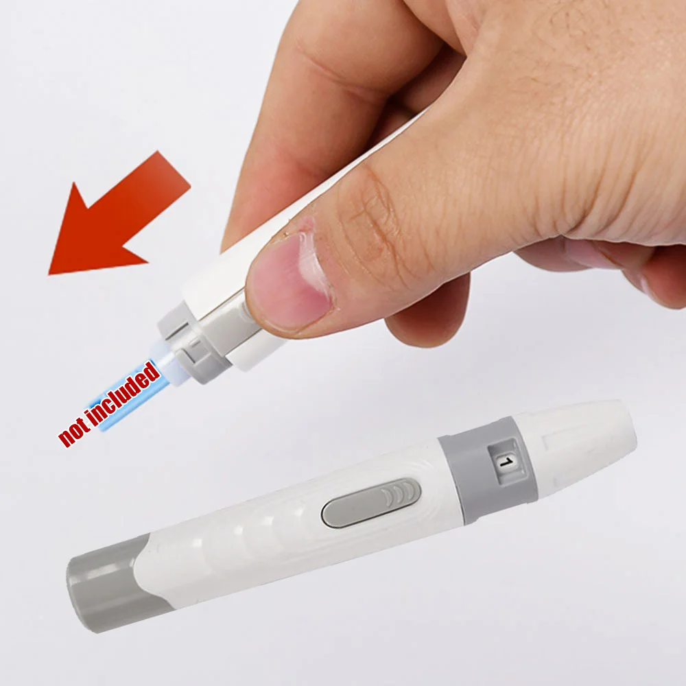 1x Blood Sampling Glucose Test Pen Drain Blood Collect Finger Tip Bleeding Household Adjustable Depth Lancet Pen