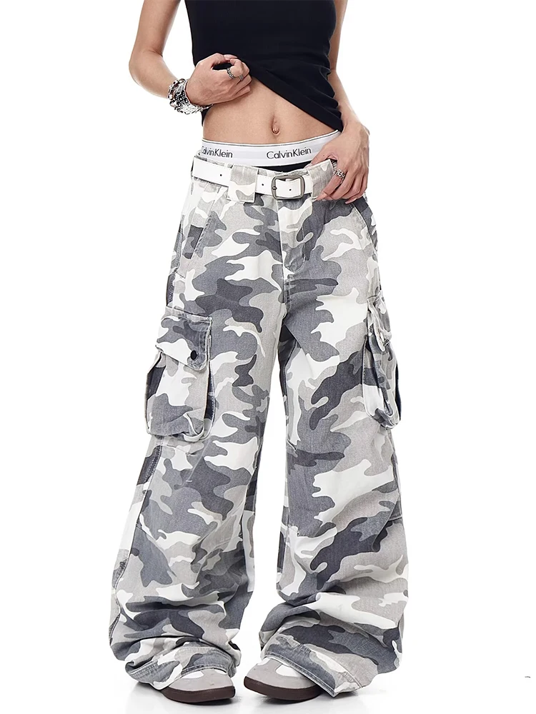 

Осень-зима 2022, женские камуфляжные широкие джинсовые брюки-карго, японские мешковатые джинсы Tomboy Y2K, Harajuku, гранж, панк, ковбойские новые