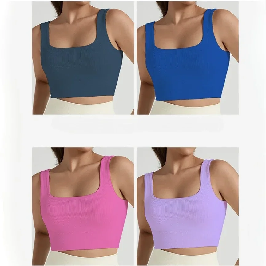여성요가조끼충격방지피트니스브라심리스리브드스포츠브라남성아름다운등큰가슴집결스레드탑체육관의 여성복