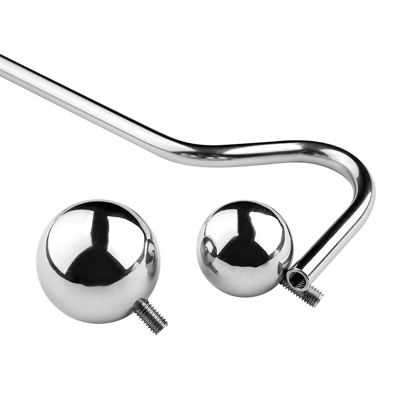 Plug anal de aço inoxidável com cabeça curva para homens e mulheres, gancho anal, 2 bolas, massageador de próstata, dilatador de anus, brinquedos sexuais, gay, 30mm, 38mm