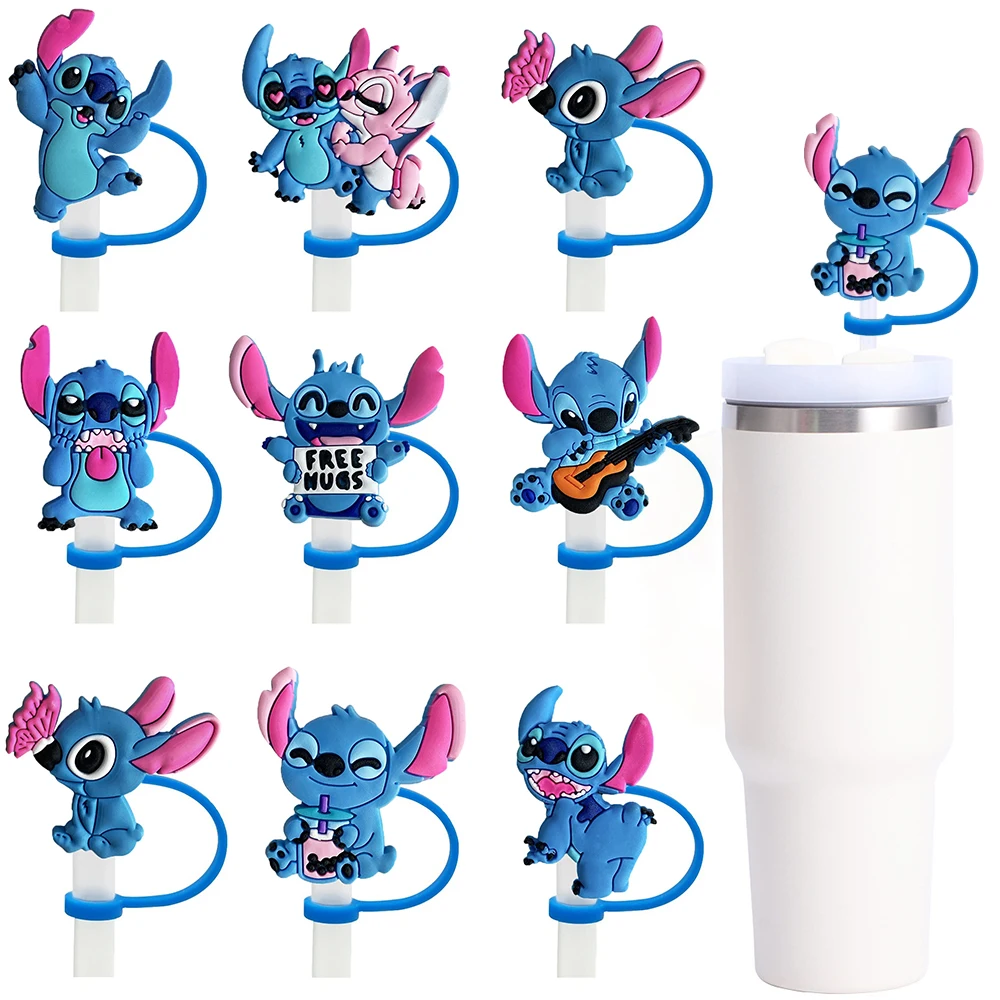 MINISO Disney Straw Cover Cap Cartoon 10MM Drink Straw Plug Reusable Splash Proof Drinking Cup Straw Cap Pendant