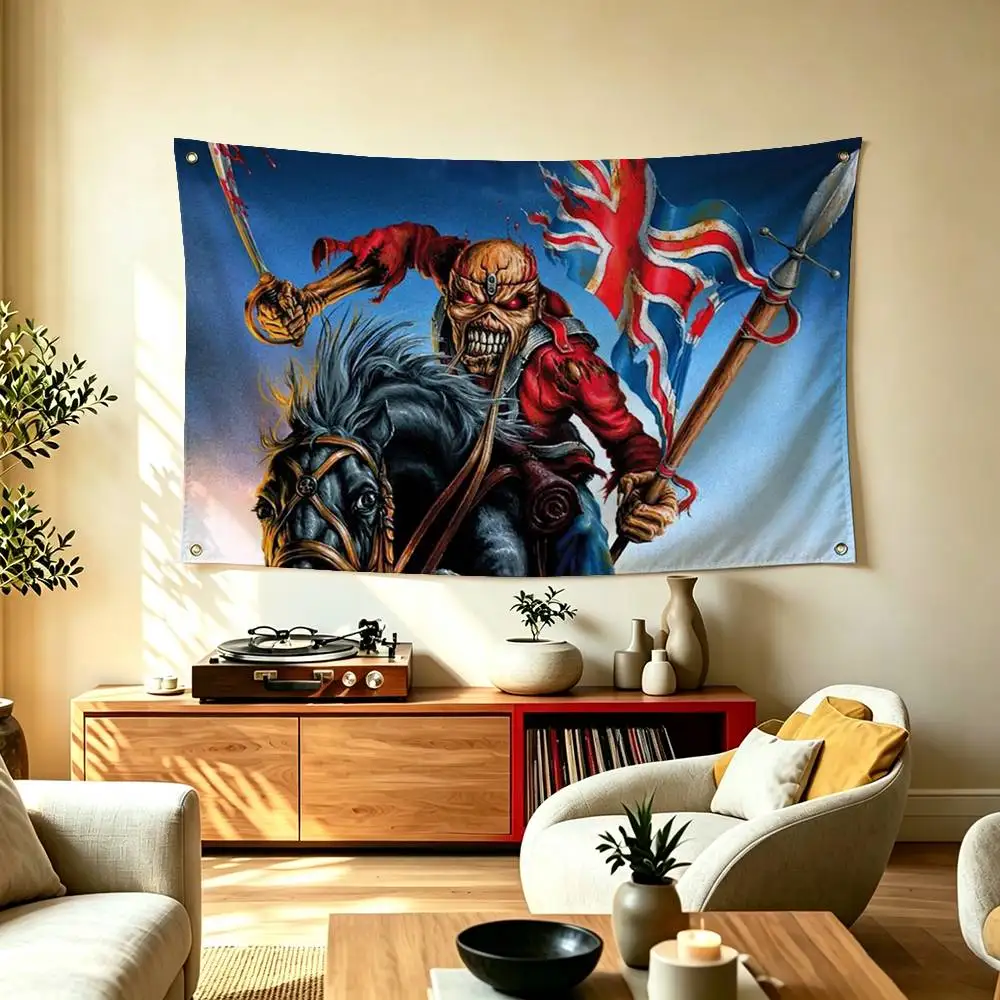 Rock Band I-Iron M-Maiden Flags Wall Hanging Tapestry Outdoor Garage Room Decorative flag Background Blanket