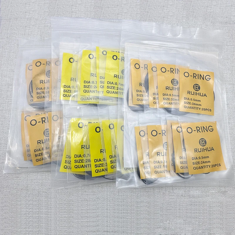 

200 O-Rings Waterproof Rubber O-Rings Watch Case Back Gasket Watchmaker Repair and Replacement Tools 0.5 0.6 0.7mm O-Rings