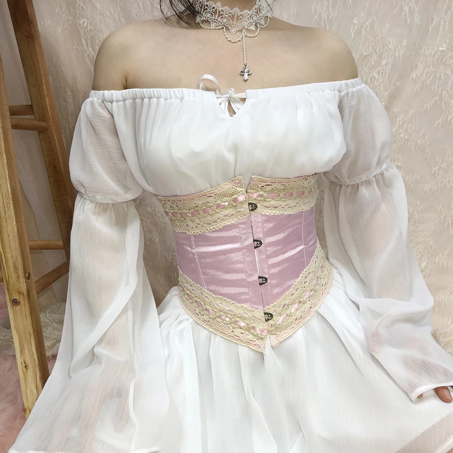Retro Lace-Up Sweet Girl Style Waist Shaper Corset Belt for Women Fashionable Body Shaping Accessory