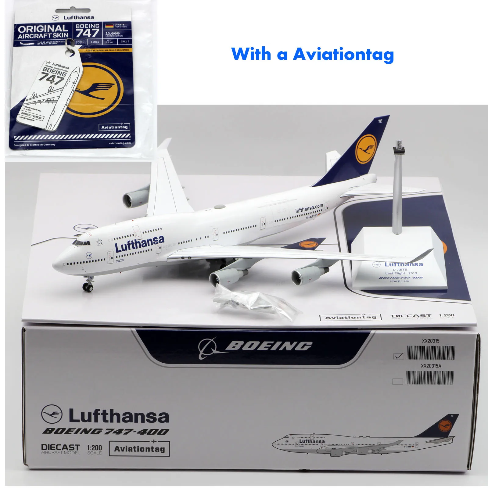 XX20315 Alliage Collection Avion Cadeau JC Ailes 1:200 Lufthansa "StarAlliance" Boeing B747-400 Moulé Sous Pression Avion Jet Modèle D-ABTE