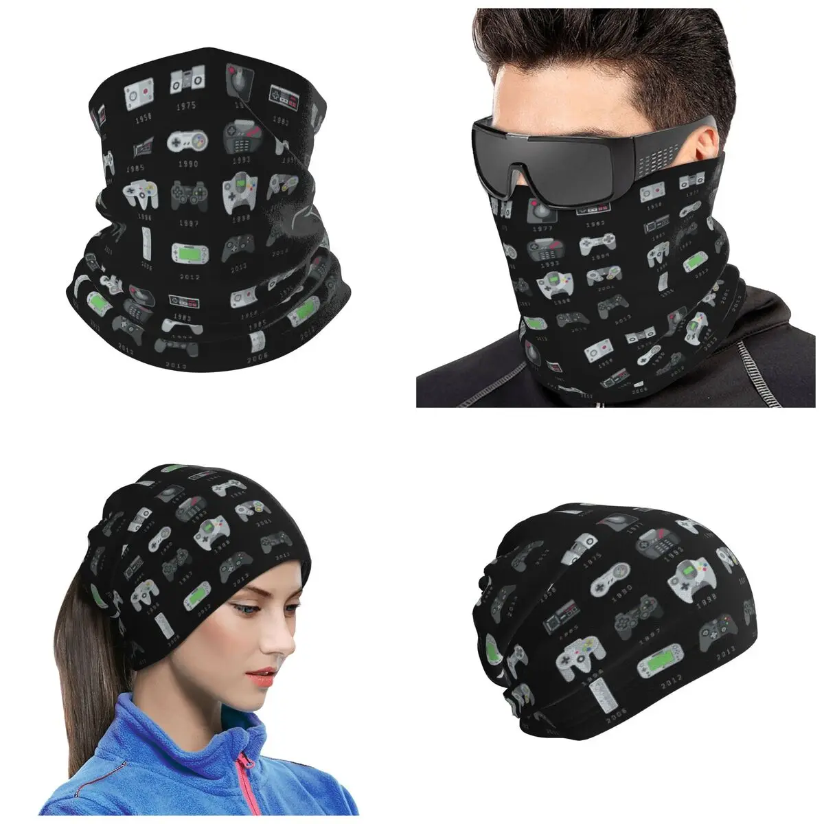Geek Gaming Controllers Bandana Neck Gaiter Printed Wrap Scarf Multifunction Headwear Unisex Adult Windproof