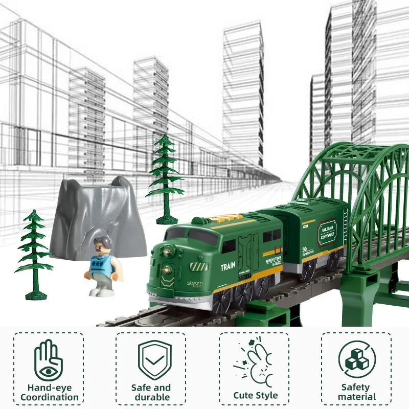 

Набор из 88 магнитных электрических поездов для детей - локомотив и рельсы на батарейках, совместимые с игрушками Thomas and Friends