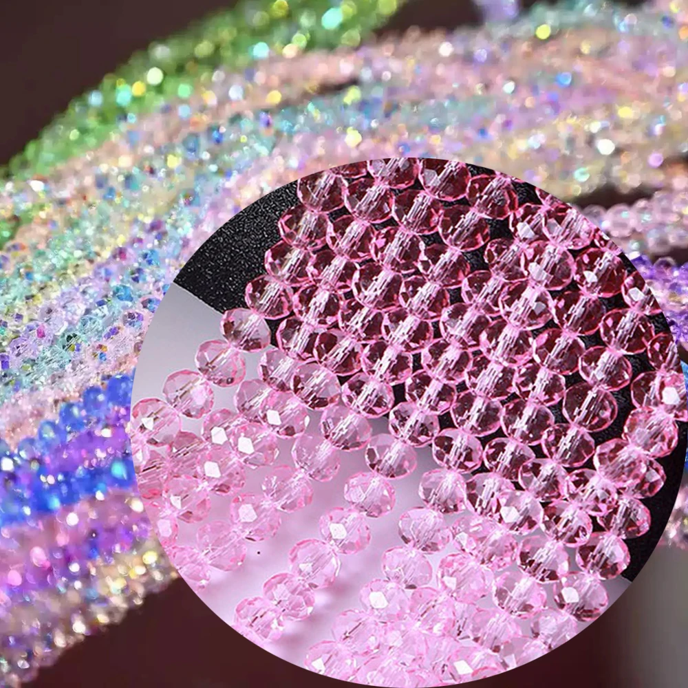 6 8 10mm 1Strand 5Strands Faceted Crystal Style Glass Rose Re d Bead Loose Beads Jewelry Beadwork Making Accessories TMB35