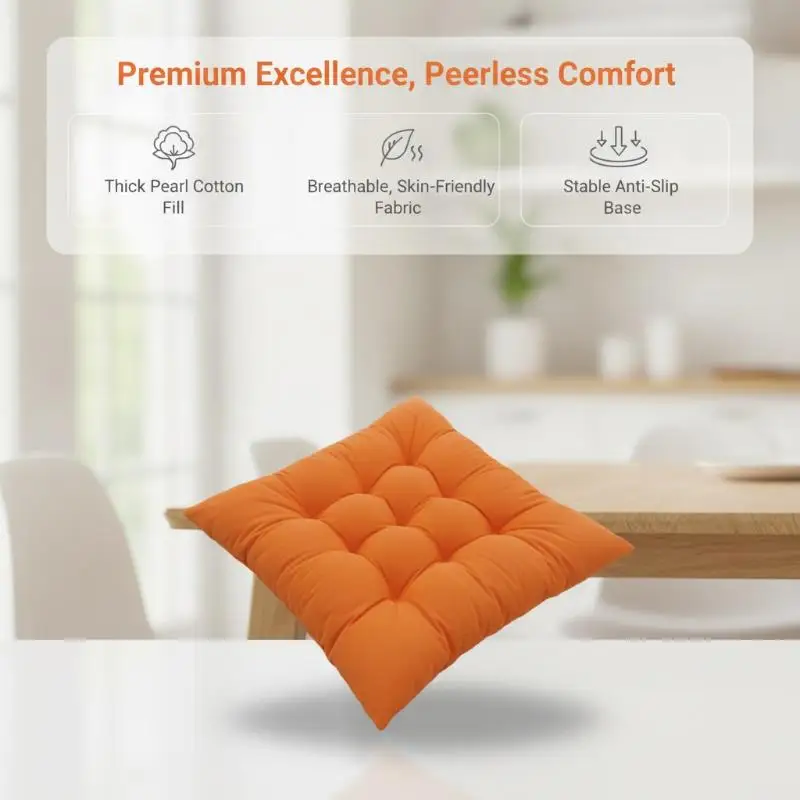 Soft Thick Padded Square Seat Cushion With Cute Cartoon Prints Fixed Ties For Home Office Indoor Outdoor Use Polyester Resilient