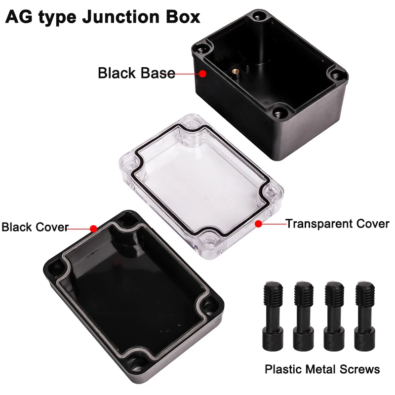 AG Type Black Project Box ABS Plastic IP67 Waterproof Dustproof Electrical Enclosure Housing Instrument Case Transparent Cover