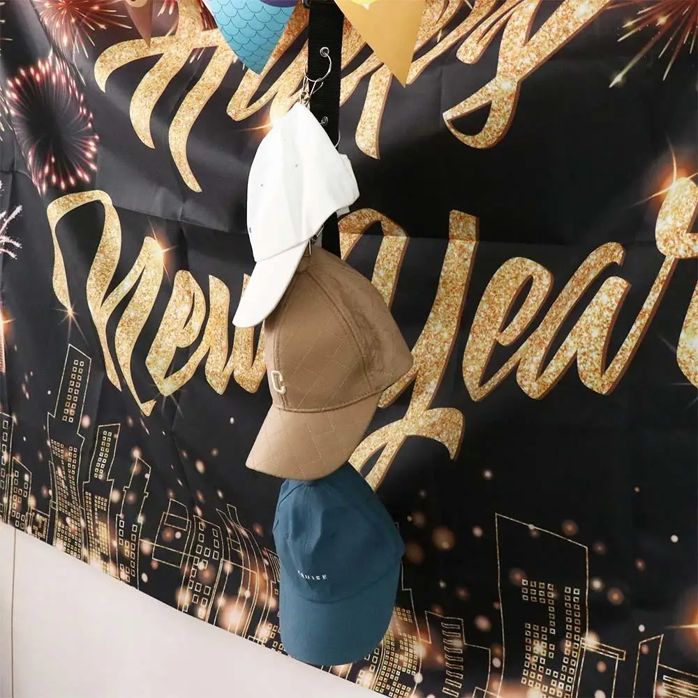 Siyah Şapka Depolama Rafı 8 Klipsli Asılı 360 Derece Dönen Kapaklar Dikey Raf Rafı Yumruk Ücretsiz Ağır Hizmet