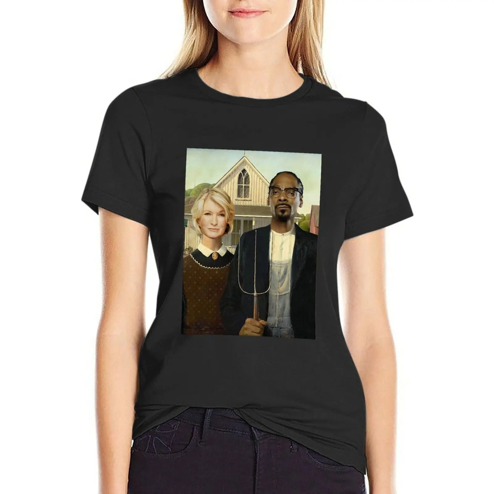 

Snoop Martha American Gothic T-shirt plus size tops Aesthetic clothing western t shirts for Women