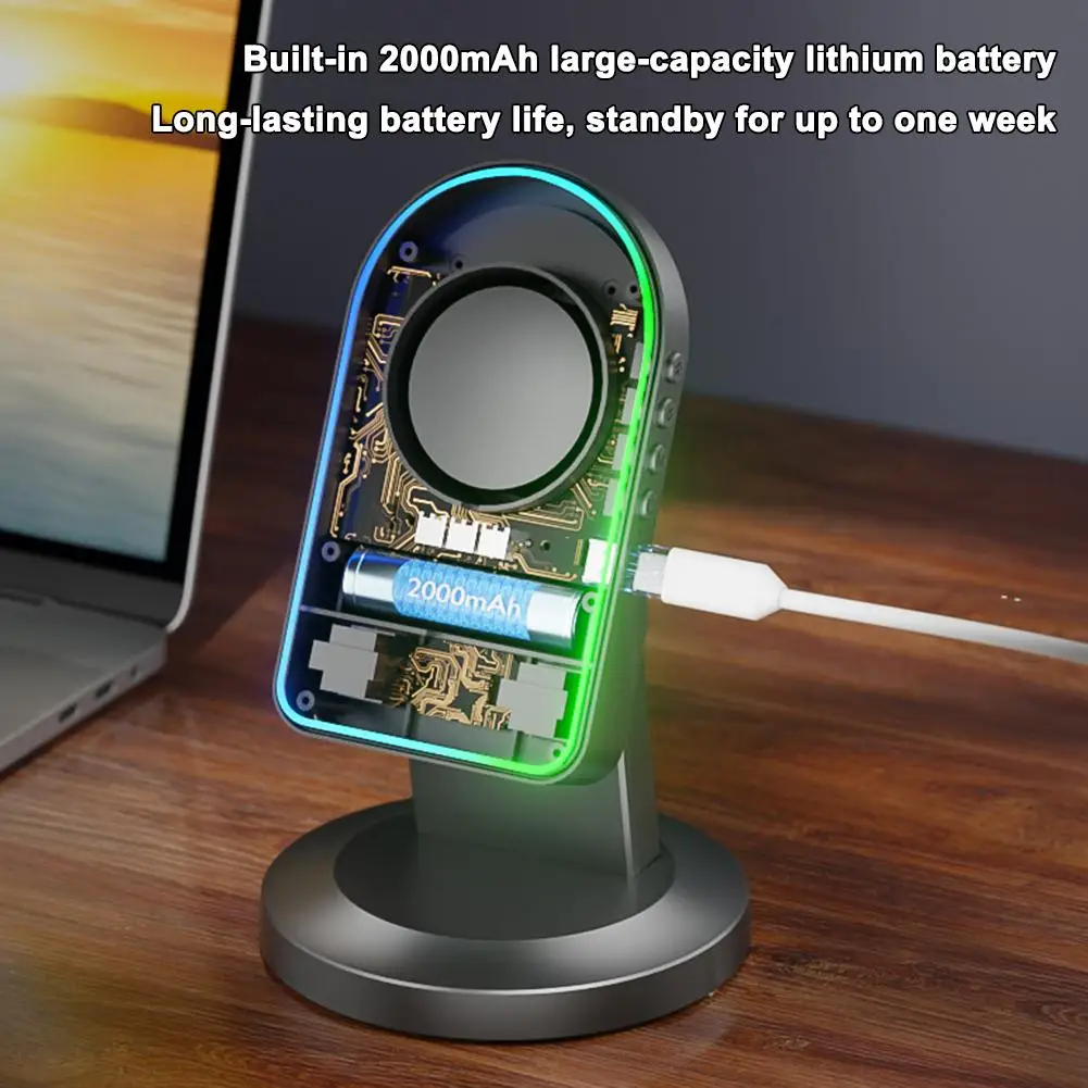 

Smart Portable Mobile Phone Holder Multifunctional Desktop Three-In-One RGB Wireless Bluetooth Sensor Speaker Phone Stand