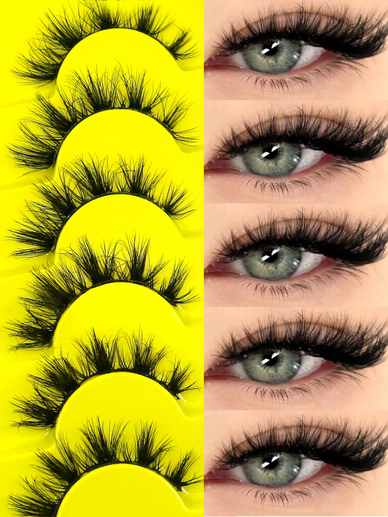 VELTRINAY Pestañas Postizas Efecto Ojo de Gato, Pestañas de Visón Voluminosas, Pestañas en Tira con Curvatura D, Aspecto Natural, Banda Transparente, Extensiones de Pestañas para Maquillaje